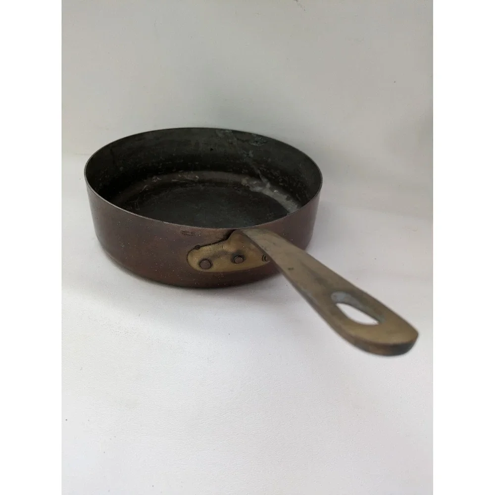 Design Store France Copper Sauce Pan Tin Lined 9.5 Inch Diameter 3 Inch Tall
